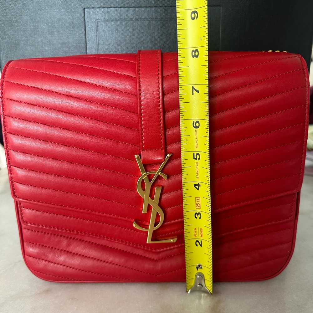 Saint Laurent Red Quilted Leather Bag - Picture 6 of 14